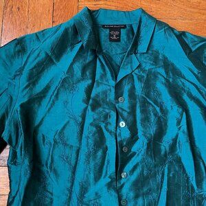 Silkland Women’s 100% Silk Blouse Vintage Top Blue Size Med